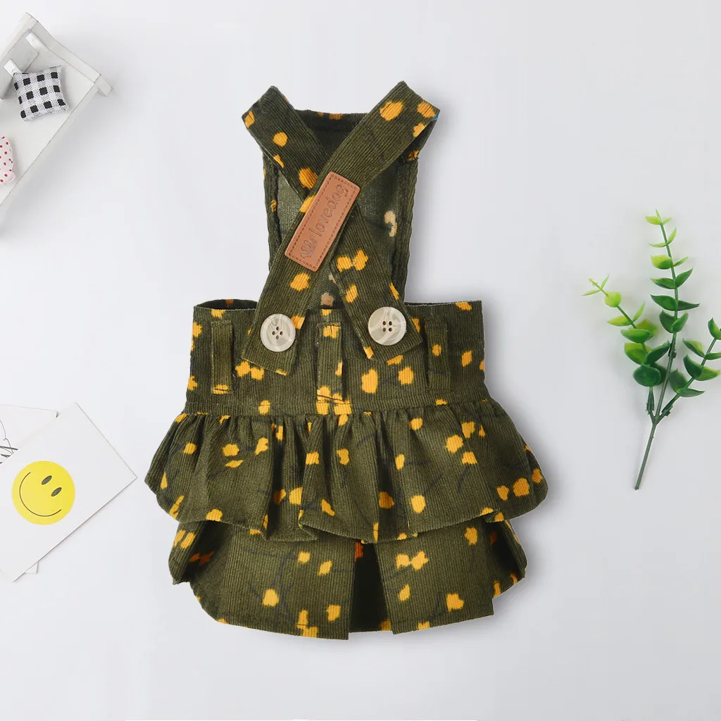 

New Pet Clothes Dog Dress Fashion Corduroy Strap Skirt Autumn Winter Comfort Cat Dog Clothing Dog Costume Party Dress Tutu