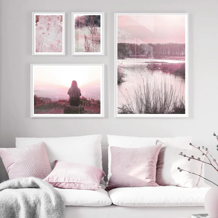 

Pink Plant Forest Girl Landscape Quotes Nordic Posters And Prints Wall Art Print Canvas Painting Wall Pictures For Living Room