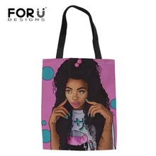 FORUDESIGNS/сверхпрочные сумки для покупок для женщин с ручкой сверху черная волшебная африканская Холщовая Сумка для девочек женские сумки шопперы сумка через плечо