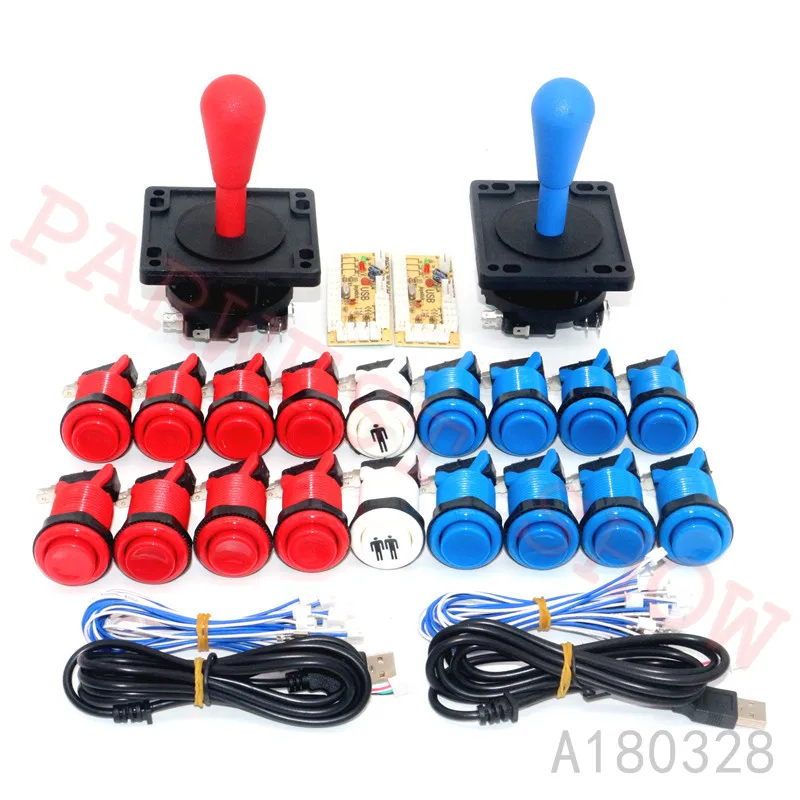 Аркада 2 игрока DIY kitssero задержка панель управления USB включая happ стиль 8 позиционный джойстик и 18 шт Happ кнопка для MAME