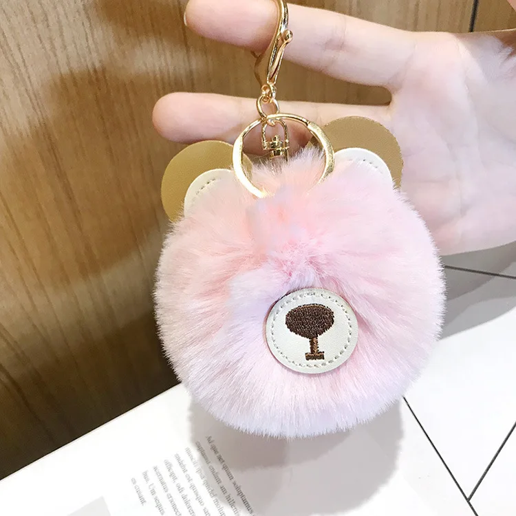 US Rabbit Fur Ball PomPom luxury Key Chain Ring holder Keychain Handbag Charm 