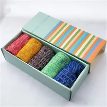 Женские носки, теплая подарочная упаковка, 5 пар/упак., Осень-зима, цветные носки с яркими линиями, женские и женские хлопковые носки ярких цветов