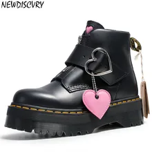 Новинка года; Новые Ботинки martin для женщин; кожаные ботильоны с пуговицами для девочек; стильные ботинки на молнии; зимняя обувь на платформе