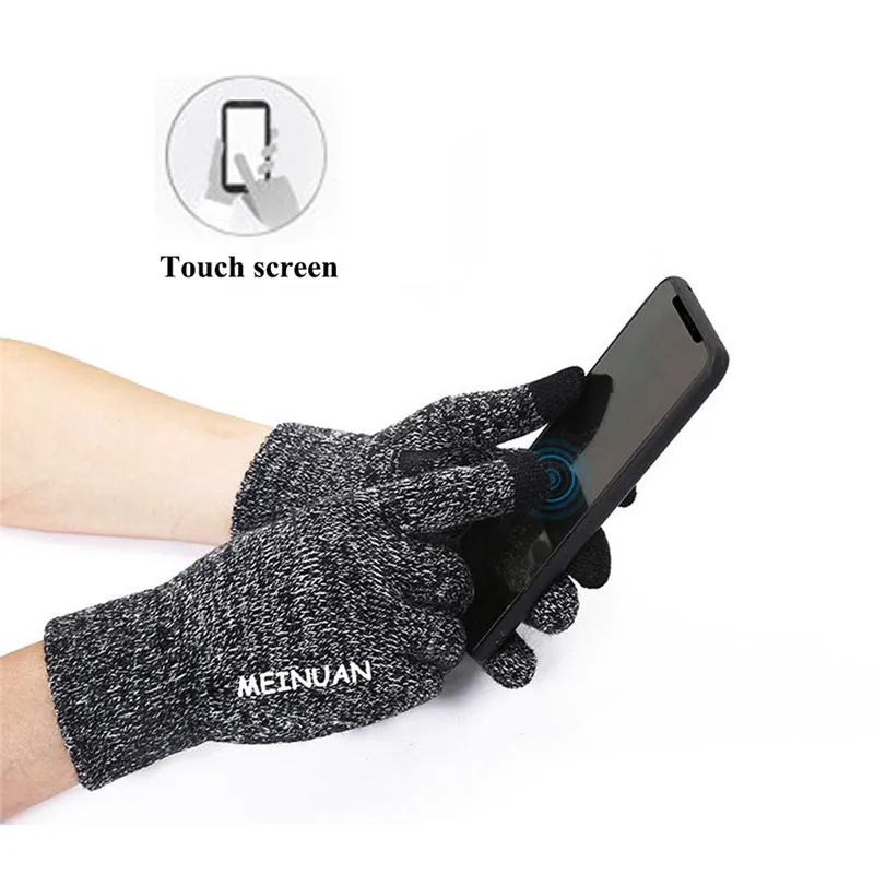 Высококачественные плюс тонкие бархатные вязаные теплые перчатки осень-зима мужские сенсорные спортивные перчатки полный палец велосипедные перчатки