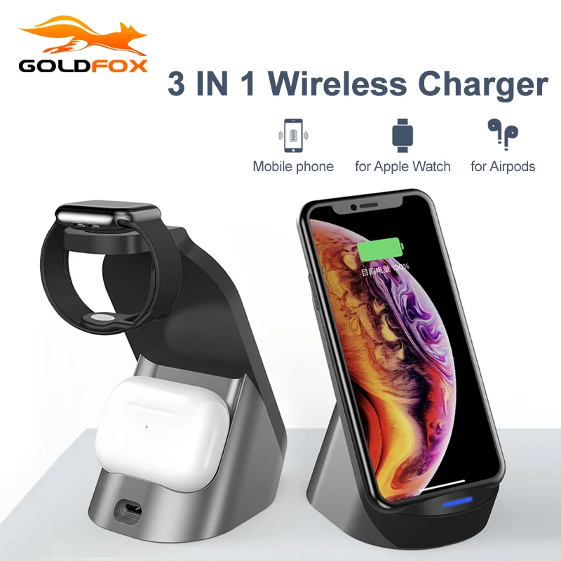 15W 3 In 1 Qi Wireless Charger for iPhone 12 Pro Max SE2 XR Wireless Charging Station For Airpods pro Apple Watch 5 4 3 2 1