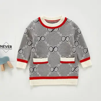 

2020 Autumn Dress Baby Girl Knitted Dress Fashion Print Kids Toddler Baby Dress For Girl Princess Cotton Loose Dresses