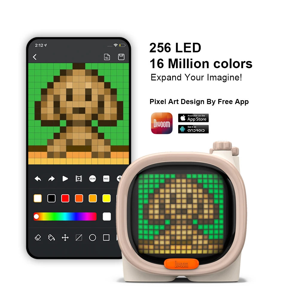Divoom Timoo Pixel Art Bluetooth портативный беспроводной динамик будильник милый гаджет