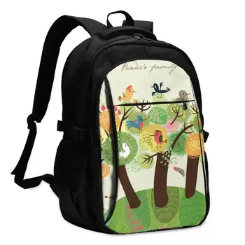 

Backpack 2020 Women Spring Bird Family On Tree Back to School