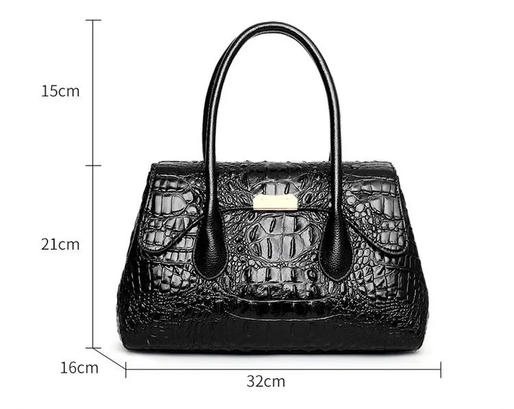 Retro Red Green Leather Womens Alligator Bags Luxury Designer Handbag Brown Black Ladies Large Crocodile Crossbody Bag for Women (8)