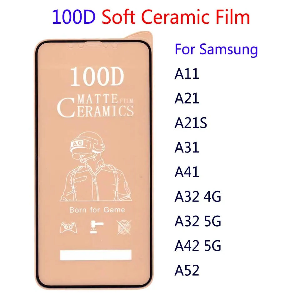 50Pcs\Lot 100D Full Cover Soft Ceramics Tempered Glass For Samsung A11 A21 A21s A31 A41A52 A32 4G A42 5G Screen Protector Film