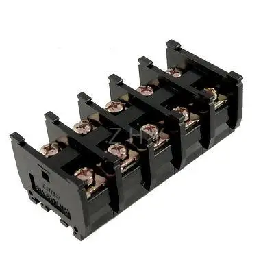 

600V 60A Dual Row DIN Rail Mount 5 Position Screw Terminal Strip