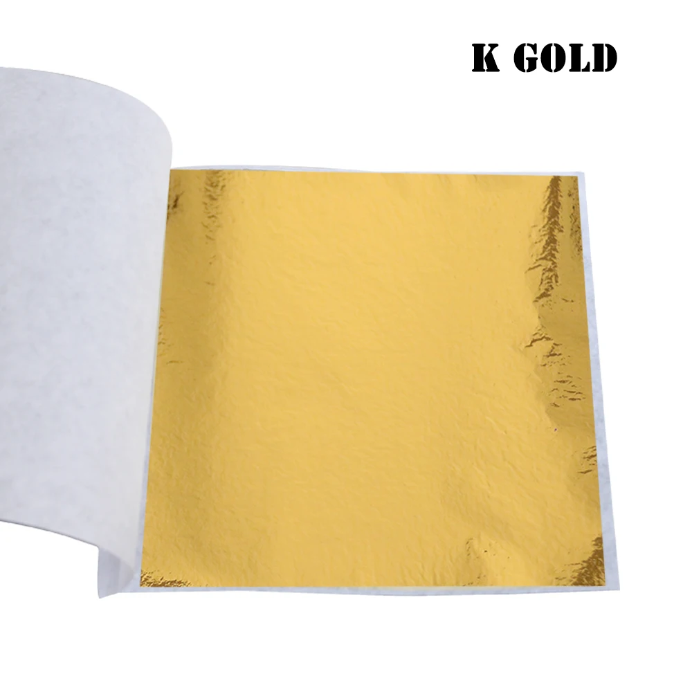Имитация золотых листов, бумага из фольги, 10 шт., позолота для художественных работ, статуя, украшение для ногтей, цветной золотой лист, бумага из фольги, 8X8,5 см - Цвет: K Gold