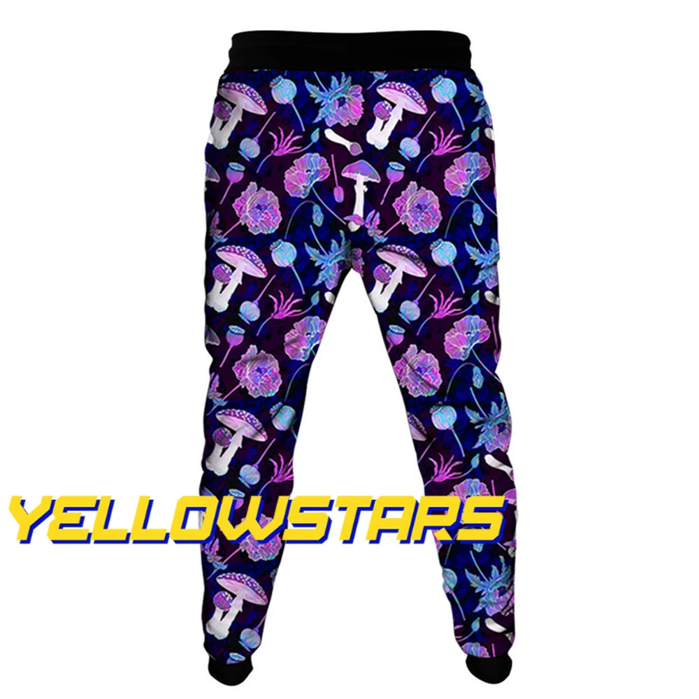 Purple Mushroom Flower Print Fashion Jogger 3D Sweatpants baggy sweatpants