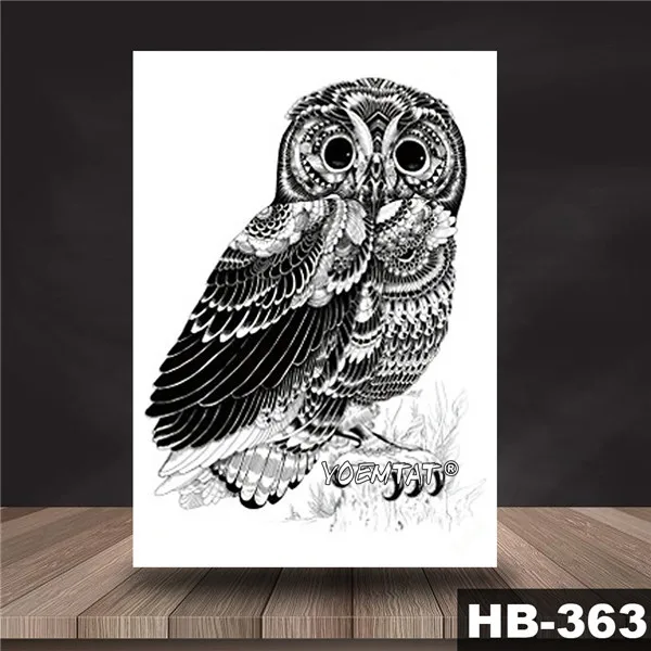 12 Waterproof Temporary Tattoo Sticker Book wise Owl pattern tattoo Water Transfer old school style body art fake tattoo women - Цвет: 12