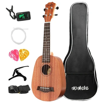 

21Inch Soprano Ukulele Pineapple Style Sapele 21 Inch Hawaii Uke 4 Strings Mini Small Guitars for Guitarra Music Lover
