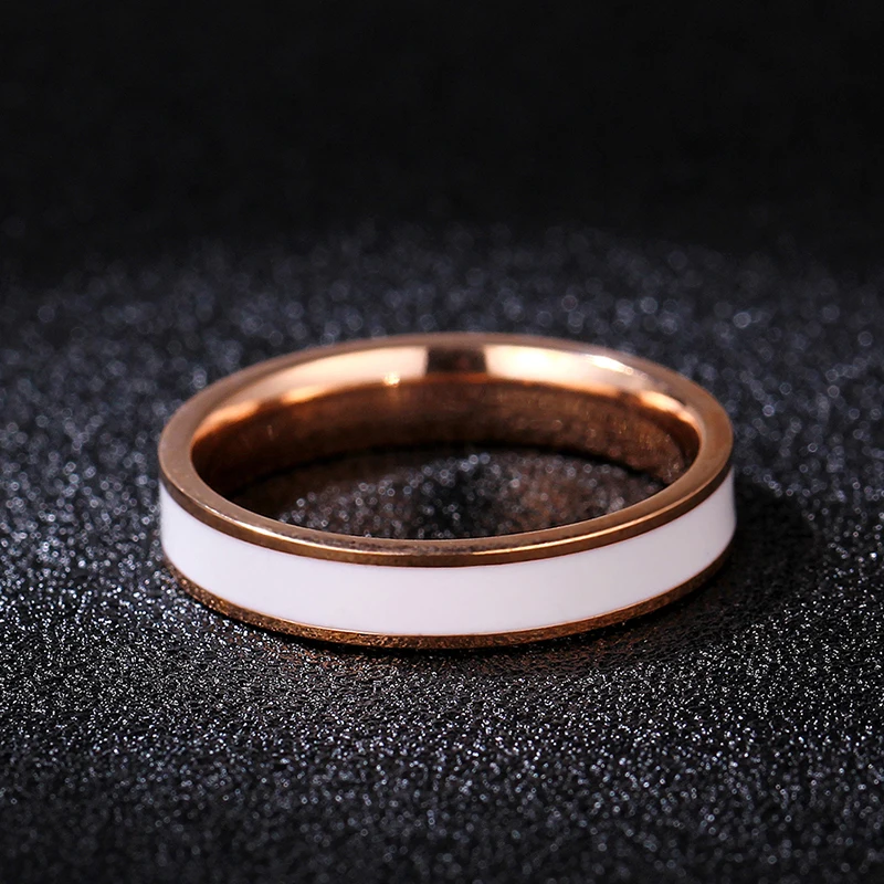 4 мм розовое 14KGP кольцо модное мужское женское из нержавеющей титановой стали розовое 14KGP Брендовое дизайнерское парное кольцо с хвостом - Цвет основного камня: Белый