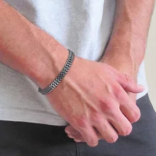 Браслет-цепочка с двойным лисьим хвостом, серебряный Византийский браслет из нержавеющей стали, мужской браслет 7," 8,25", подарок для отца и мужчины