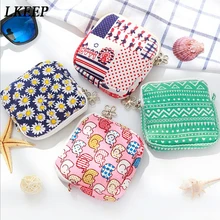 Fashion Coin Purse For Women Girls Cute Cartoon Sanitary Napkin Bag Holder Organizer Zipper Traveling Travel Napkin Pouch Wallet