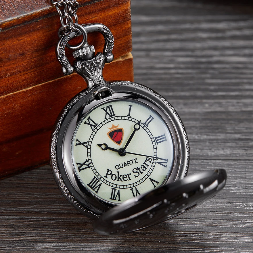 Royal Flush Pocket Watch Small Size Fob Watches with Chain (2)