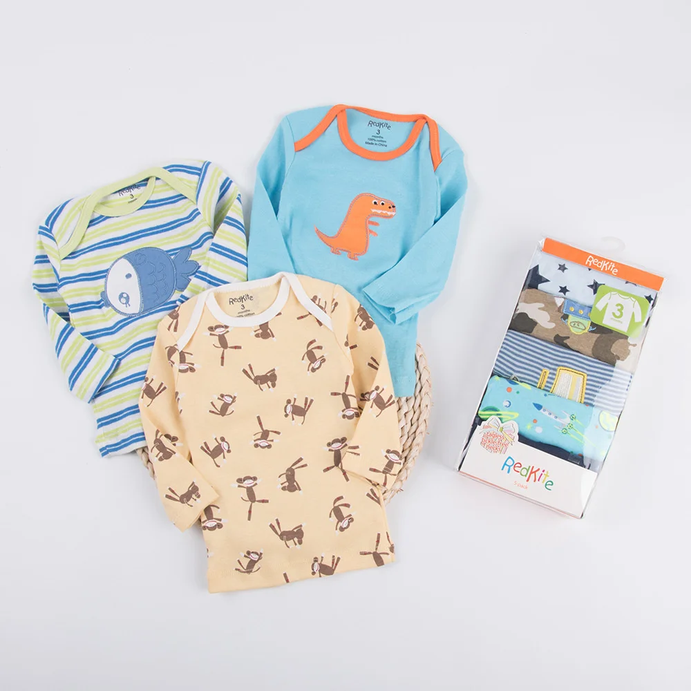 

Baby long-sleeved T-shirt 5 packs, envelope collar cotton cartoon newborn children T-shirt