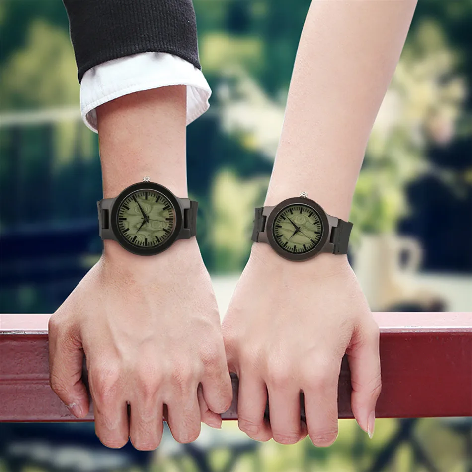 REDFIRE Forest Green Dial Wood Watches for Couple Minimalist Casual Lovers Genuine Leather Wrist Watches Valentines 2