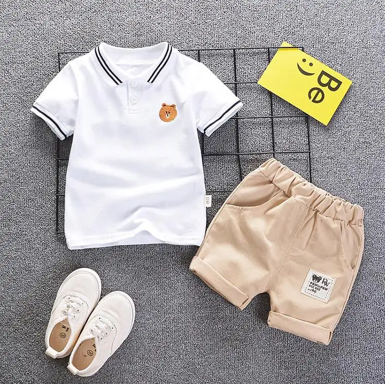 BibiCola/летние комплекты одежды для маленьких мальчиков Детский спортивный костюм для мальчиков, футболка+ штаны, одежда летний костюм для маленьких мальчиков - Цвет: Оранжевый