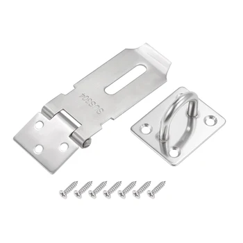 

uxcell Padlock Hasp Door Clasp Hasp Latch Security Safety Bolt Lock Latches 304 Stainless Steel 3pcs