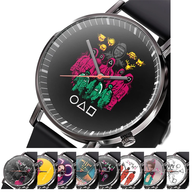 New 20 Style Squid Game Watch for Man Woman Cartoon Dial Pvc Strap Quartz Hot Korean Drama Figure Watches Boys Girls Gifts | Детская