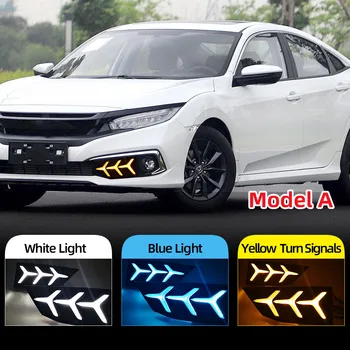 

Car Flashing 2Pcs LED DRL for Honda Civic 2019 2020 sedan with moving signal led fog lamp cover daytime running light