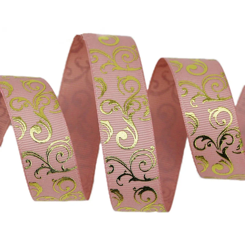 Satin Ribbons Ribbon Decoration Ribbon Supplies Wrapping Ribbon Satin Ribbon Grosgrain Ribbon Sewing Ribbon Christmas Ribbon Cotton Ribbon Organza Ribbon 10 yards/lot 25mm Gold Hot stamping Ribbons Thermal transfer Printed grosgrain Gift packaging Wedding Accessories DIY materials