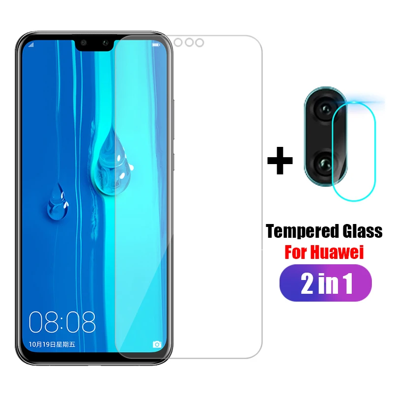 

2 in 1 Camera Tempered Glass for Huawei Honor 9X Max 20 10 9 Lite 8C 8X P30 Lite Y9 2019 Nova5i Pro Camera Lens Screen Protector
