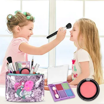 

Fake Makeup Play Set 21pcs Washable Pretend Play Toys with Cosmetics Bag for Toddlers Little Girls Birthday Christmas Gifts