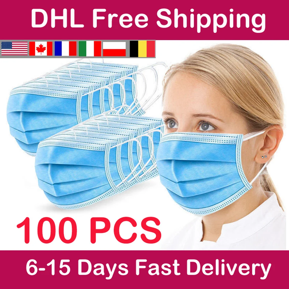 

Fast Delivery 100 PCS Three-layer Non-woven Fabric Disposable Mask Household Mouth Face Mask Mouth Mask Cotton Anti Dust Mask