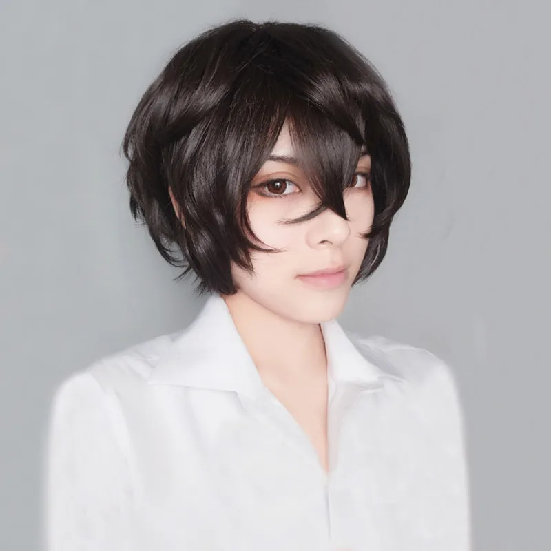 New Arrival Anime Bungo Stray Dogs Dazai Osamu Short Brown Curly Hair Heat Resistant Cosplay Costume Wig + Track Cap | Тематическая