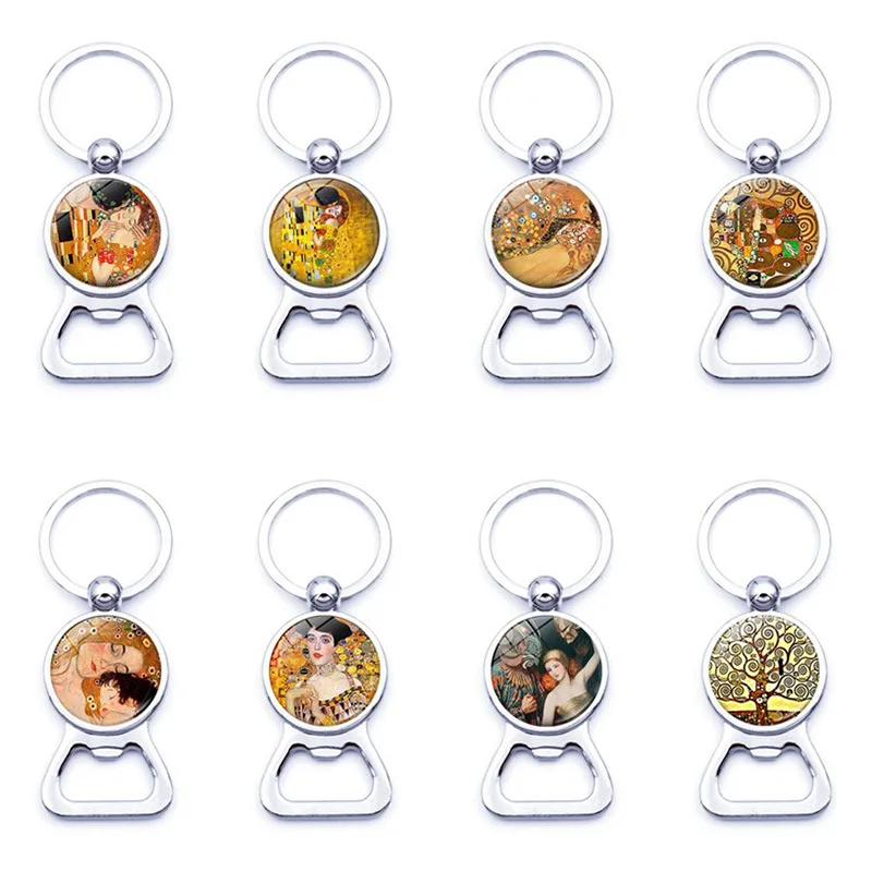 

New Products Accessories Klimt Kiss Time Stone Key Ring Metal Beer Bottle Opener Key Ring