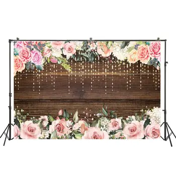 

photography backdrop rustic wood wedding glitter flower party background photocall photobooth photo shoot prop custom W-3375