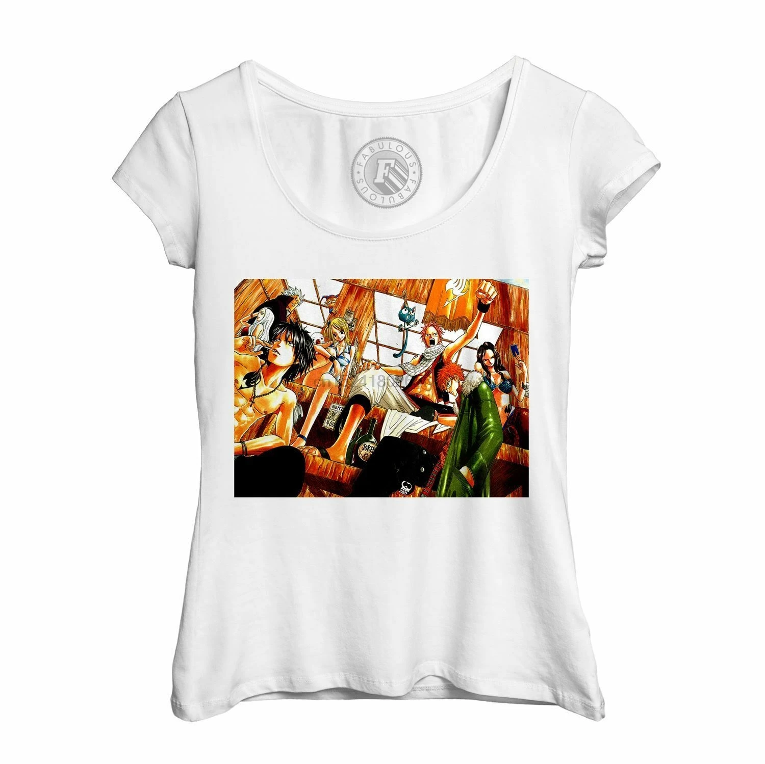T-shirt Femme Col Rond Echancre fairy tail natsu gray elfmn lion mirajane manga | Мужская одежда