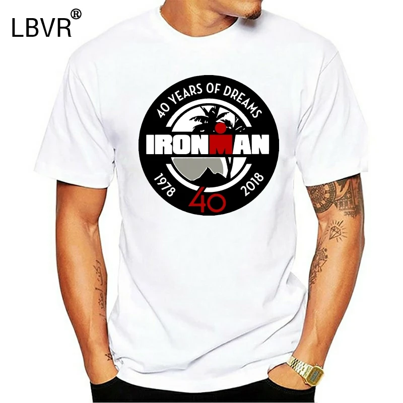 Ironman, 40 años de sueños, camiseta blanca de triatlón para hombre, talla S, M, L, Xl, 2xl, camisetas de cuello redondo, abrigo, Tops|Camisetas| - AliExpress