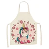 1Pcs Kitchen Apron Cartoon Unicorn Music Printed Sleeveless Cotton Linen Aprons for Men Women Home Cleaning Tools 55*68cm ► Photo 2/6