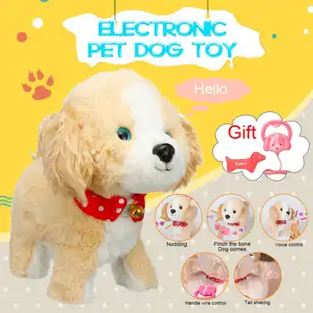 

Robot Dogs Talk Walk Bark Interactive Dog Toy Electronic Toys Sound Control Yellow Plush Pet Dog Toys For Children Birthday Gift