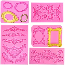 

Baroque Silicone Mold Embossed Lace Cupcake Decoration Jewelry Photo Frame Clay Resin Handmade Project