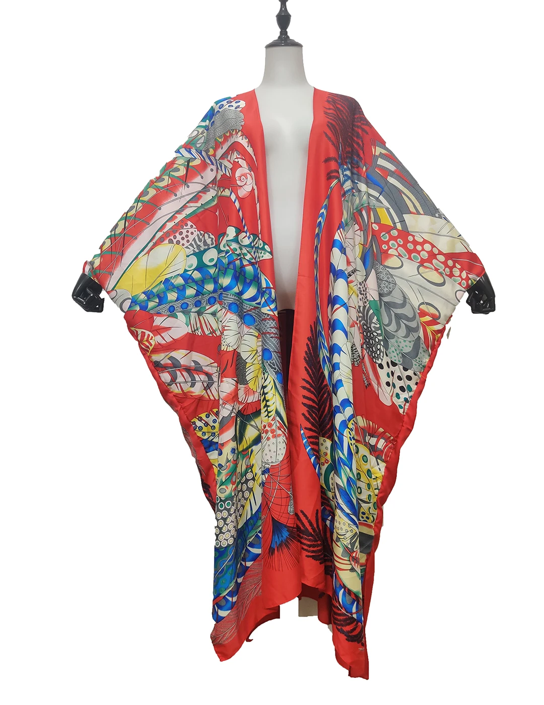 African Clothes For Women Oversize Printed Open Front SIlk Kimono For Lady Traditional Party Muslim Women Robe african attire