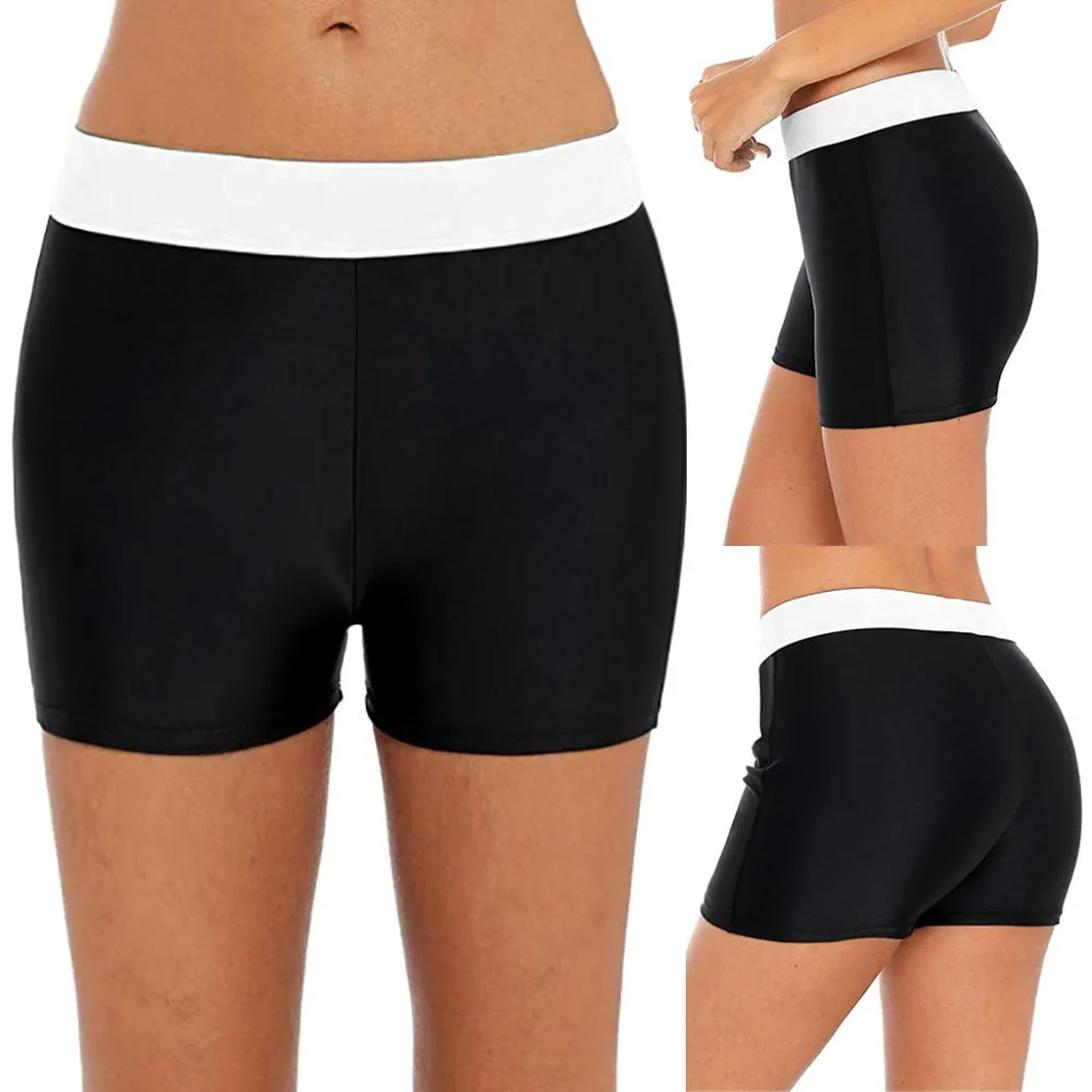 High Waist Conservative Boxer Shorts Women Bikini Bottoms Swim Briefs Elasticity Beach Shorts Stretch Shorts breathable  #2 (13)
