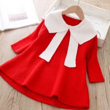 Осенне-зимние детские вязаные платья для девочек; черное платье для девочек; одежда для детей 4 лет; Модный повседневный костюм; хлопковый трикотаж