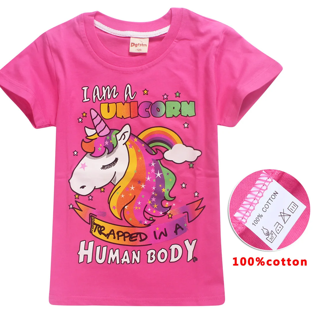 Детская футболка с принтом животных Dabbing Unicornio; Летние черные футболки для девочек; футболка с короткими рукавами с единорогом; Детские повседневные рождественские Топы - Цвет: 8369rose