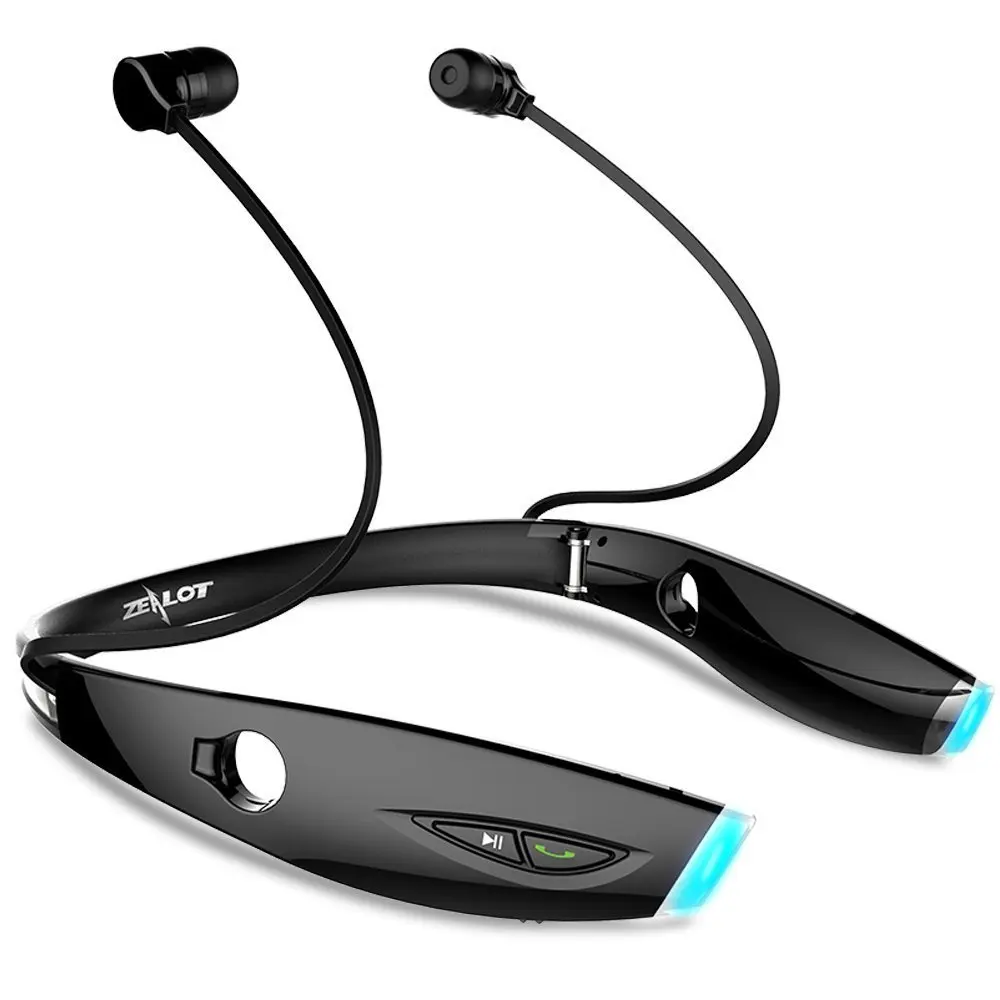 ZEALOT H1 Спортивные Bluetooth наушники, стерео Беспроводная гарнитура для бега, гарнитура с микрофоном, висячая шея, защищенная от пота, складная