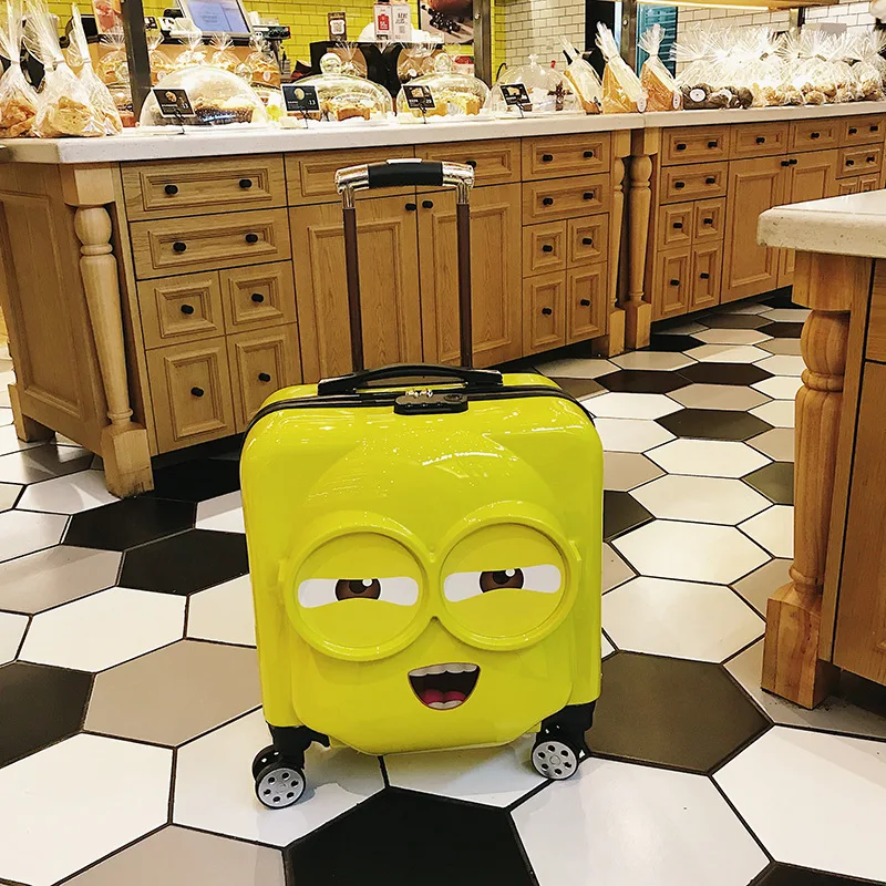 

CHILDREN'S Trolley Case Customizable Logo Cartoon Children Bigeye Yellow Man 20-Inch Boarding Bag PC Universal Wheel Travel Lugg