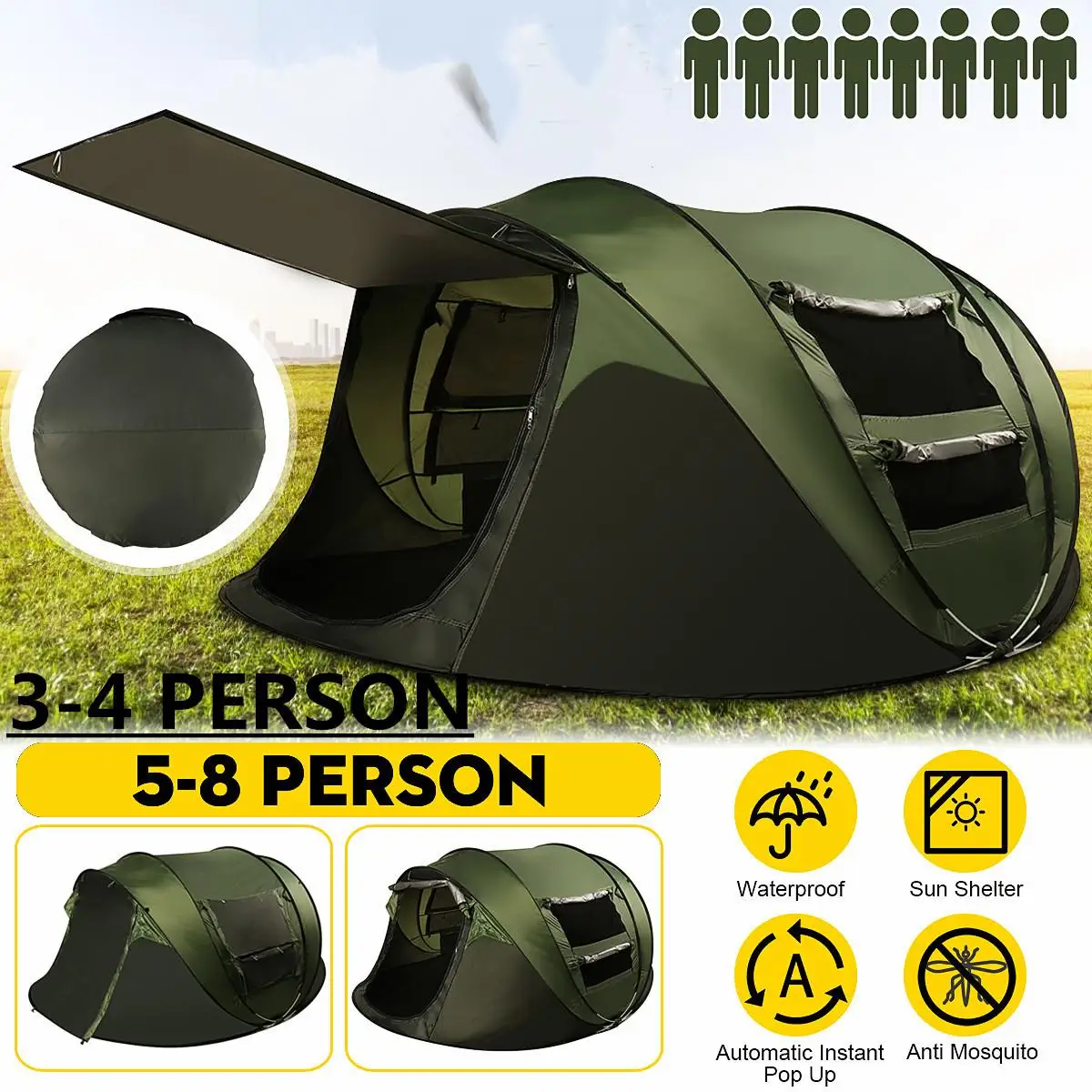 PROD 1005002848223773 5-8 Person Automatic Pops Up Family Outdoor
Camping Tent Easy Open Camp Tent Ultralight Instant Shade Portable Free
Construction