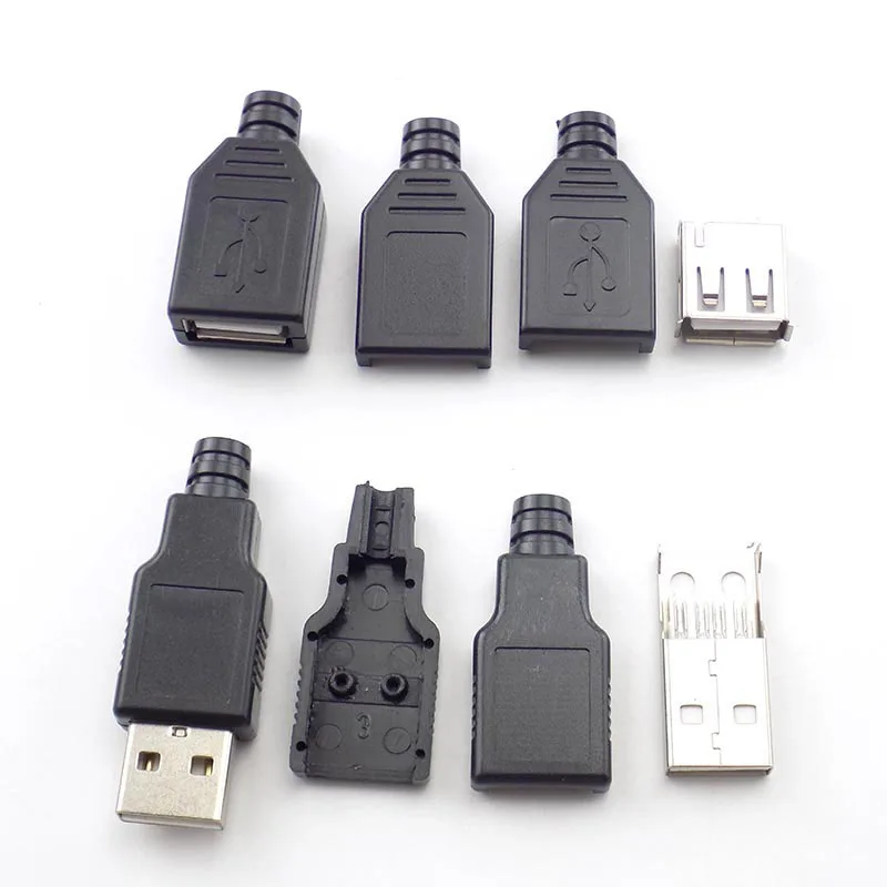 5/10 шт. 4 Pin Тип Женский Мужской USB 2,0 адаптер спаяное гнездо разъема с черным Пластик крышка разъем DIY штекер H10