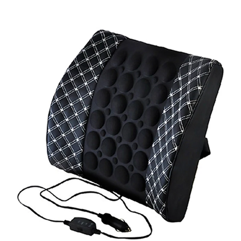 Car Electric Massage Back Cushion Soft Relief Vertebral Pain Lumbar Cushion Waist Support Massage Seat Pillow Home Office Chair